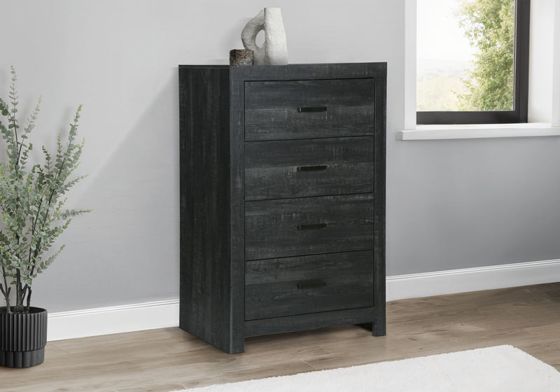 Commode verticale de chambre à coucher Soren de 32 po (L) x 45 po (H) à 4 tiroirs - gris graphite 