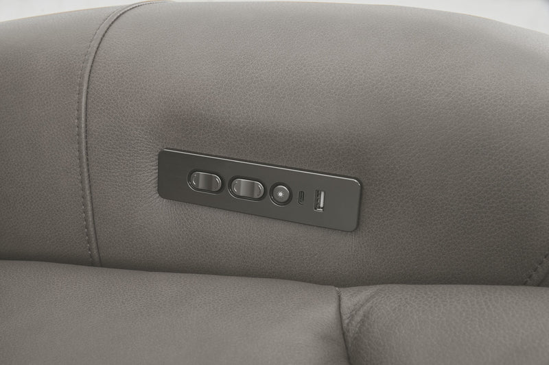 Fauteuil à inclinaison électrique Titan de Shaquille O’Neal Home de 42 po en cuir véritable avec confort Shaq-o-pedic - ardoise
