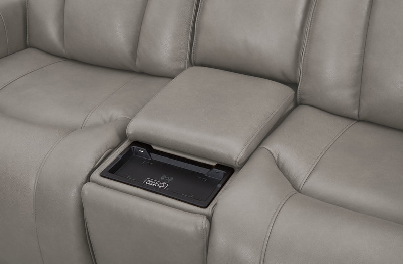 Causeuse à inclinaison électrique Titan de Shaquille O’Neal Home de 81 po en cuir véritable avec confort Shaq-o-pedic - ardoise 