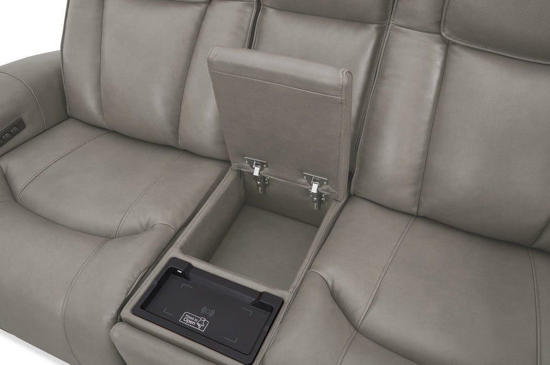 Causeuse à inclinaison électrique Titan de Shaquille O’Neal Home de 81 po en cuir véritable avec confort Shaq-o-pedic - ardoise 
