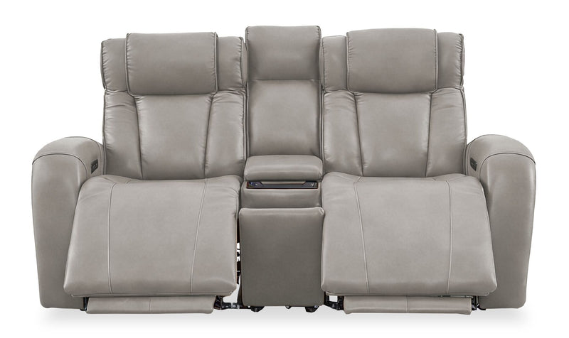 Causeuse à inclinaison électrique Titan de Shaquille O’Neal Home de 81 po en cuir véritable avec confort Shaq-o-pedic - ardoise 