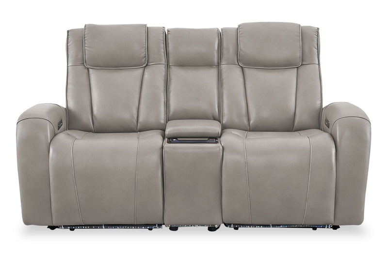 Causeuse à inclinaison électrique Titan de Shaquille O’Neal Home de 81 po en cuir véritable avec confort Shaq-o-pedic - ardoise 