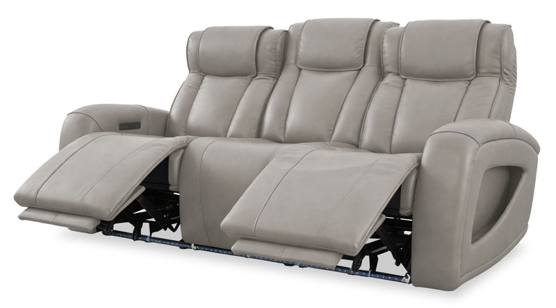 Sofa à inclinaison électrique Titan de Shaquille O’Neal Home de 92 po en cuir véritable avec confort Shaq-o-pedic - ardoise 