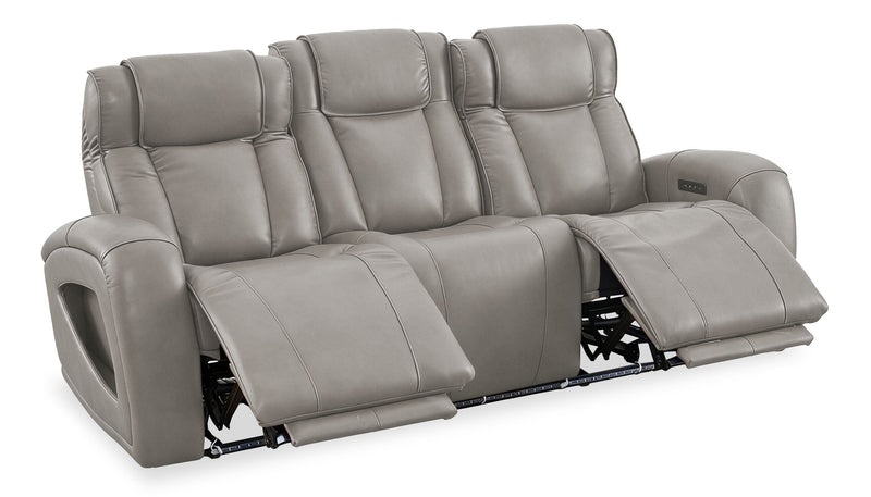 Sofa à inclinaison électrique Titan de Shaquille O’Neal Home de 92 po en cuir véritable avec confort Shaq-o-pedic - ardoise 