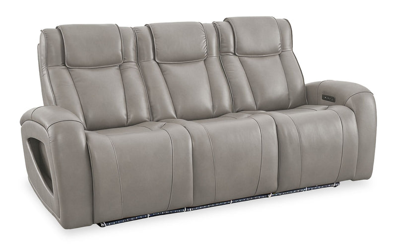 Sofa à inclinaison électrique Titan de Shaquille O’Neal Home de 92 po en cuir véritable avec confort Shaq-o-pedic - ardoise 