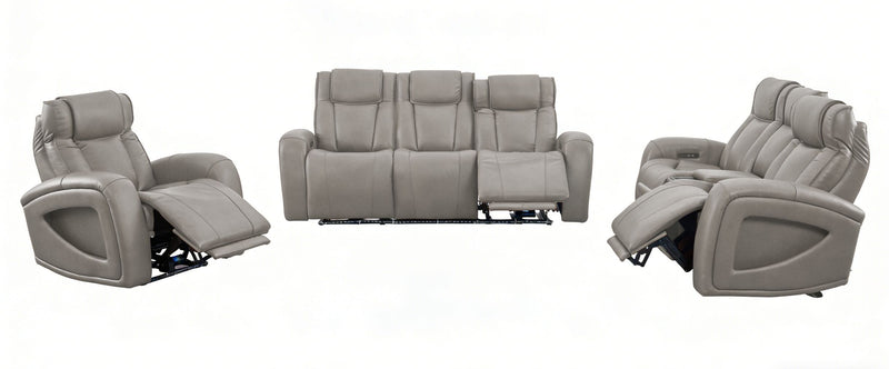 Sofa à inclinaison électrique Titan de Shaquille O’Neal Home de 92 po en cuir véritable avec confort Shaq-o-pedic - ardoise 