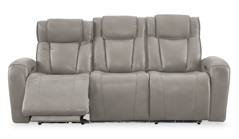 Sofa à inclinaison électrique Titan de Shaquille O’Neal Home de 92 po en cuir véritable avec confort Shaq-o-pedic - ardoise 