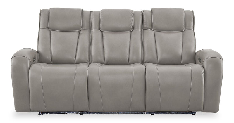 Sofa à inclinaison électrique Titan de Shaquille O’Neal Home de 92 po en cuir véritable avec confort Shaq-o-pedic - ardoise 