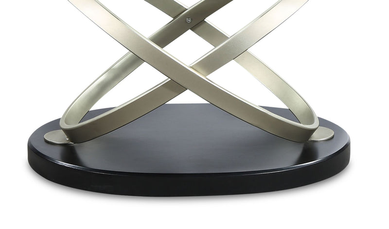 Table à café ovale moderne Vikki de 48 po avec dessus en verre - verre avec base en métal