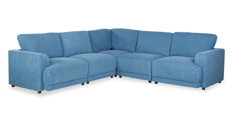 Sofa sectionnel modulaire Voyage 5 pièces en tissu avec coussins de dossier amovibles - bleu