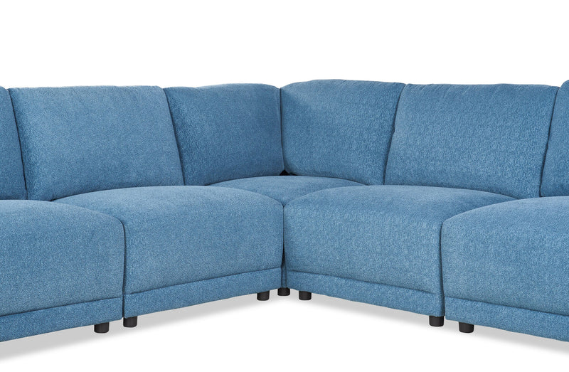Sofa sectionnel modulaire Voyage 5 pièces en tissu avec coussins de dossier amovibles - bleu