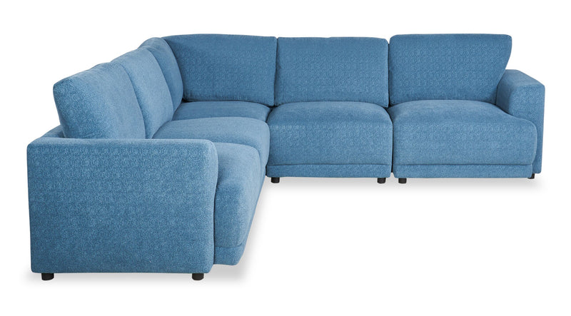 Sofa sectionnel modulaire Voyage 5 pièces en tissu avec coussins de dossier amovibles - bleu