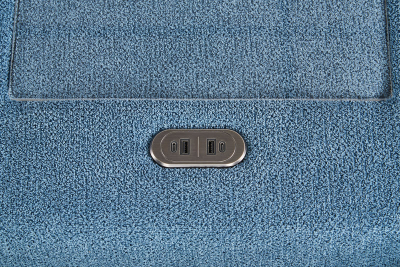 Sofa sectionnel modulaire de droite Voyage 6 pièces en tissu avec console et coussins de dossier amovibles - bleu