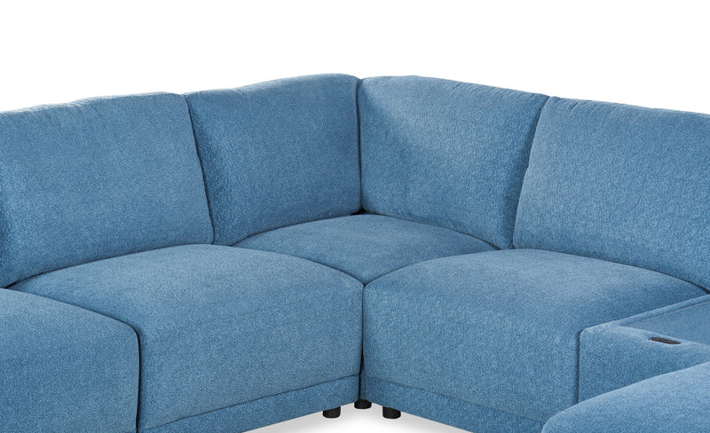 Sofa sectionnel modulaire de droite Voyage 6 pièces en tissu avec console et coussins de dossier amovibles - bleu