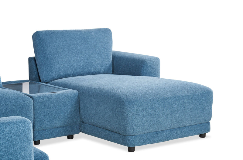 Sofa sectionnel modulaire de droite Voyage 6 pièces en tissu avec console et coussins de dossier amovibles - bleu