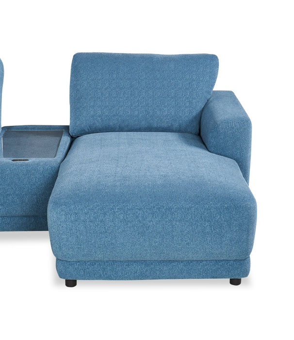 Sofa sectionnel modulaire de droite Voyage 6 pièces en tissu avec console et coussins de dossier amovibles - bleu