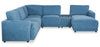 Voyage Modular 6-Piece Right-Facing Fabric Sectional with Console and Removable Back Cushions – Blue | Sofa sectionnel modulaire de droite Voyage 6 pièces en tissu avec console et coussins de dossier amovibles - bleu