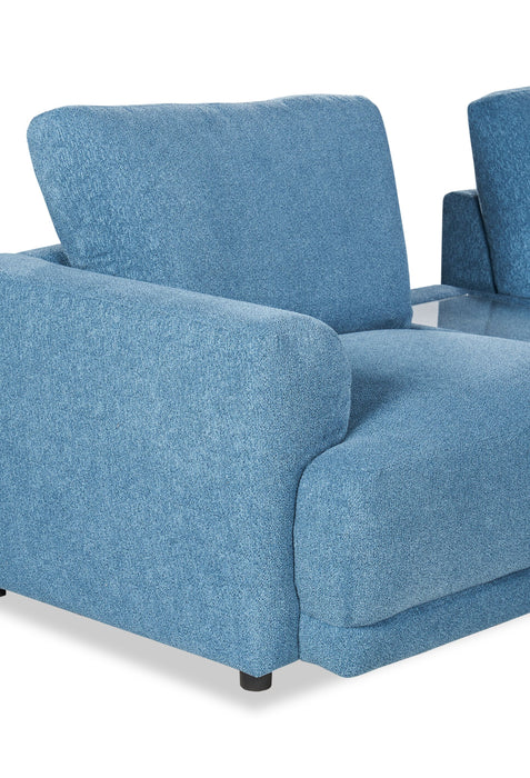 Sofa sectionnel modulaire de droite Voyage 7 pièces en tissu avec console et coussins de dossier amovibles - bleu