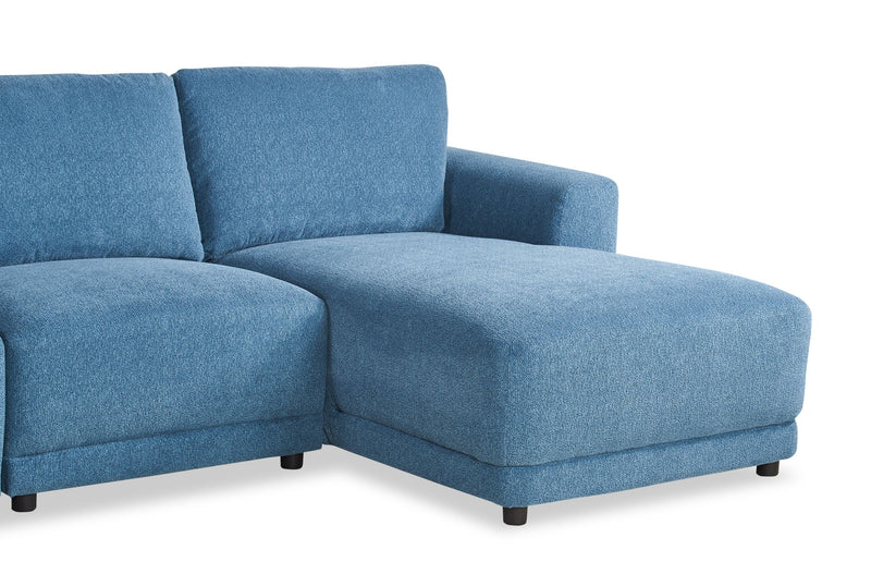 Sofa sectionnel modulaire de droite Voyage 7 pièces en tissu avec console et coussins de dossier amovibles - bleu