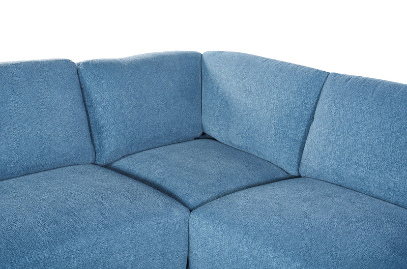 Sofa sectionnel modulaire de droite Voyage 7 pièces en tissu avec console et coussins de dossier amovibles - bleu