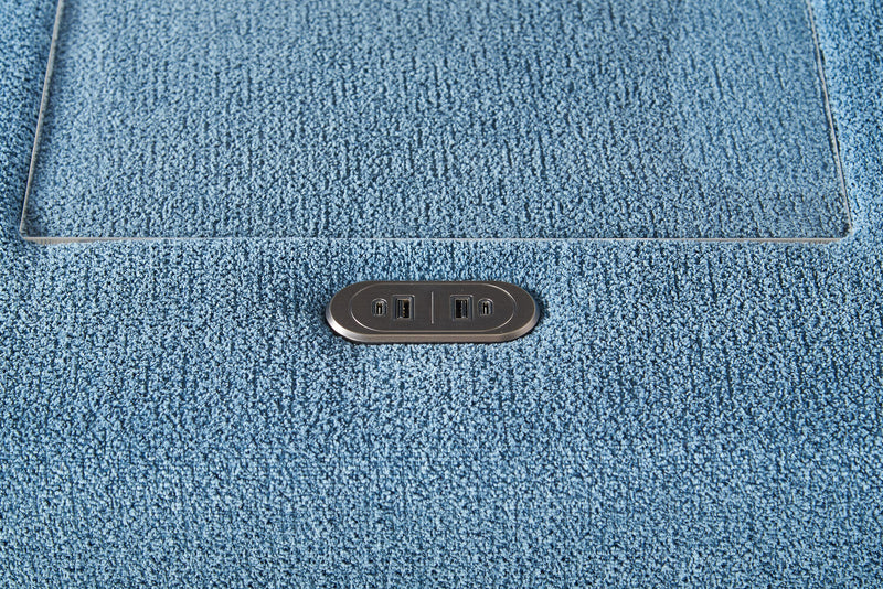 Sofa sectionnel modulaire de droite Voyage 7 pièces en tissu avec console et coussins de dossier amovibles - bleu