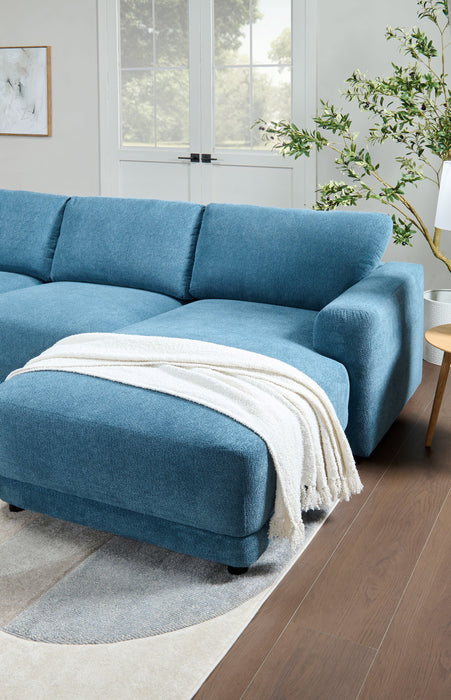 Sofa sectionnel modulaire en forme de U Voyage 4 pièces en tissu avec coussins de dossier amovibles - bleu