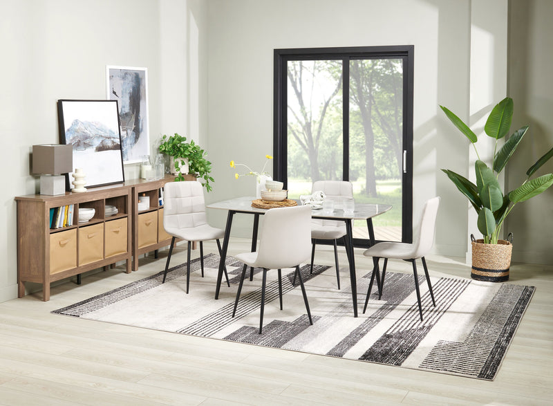Ensemble de salle à manger Arlo 5 pièces en pierre frittée et métal avec table de 55 po (L) et 4 chaises grises - gris et noir