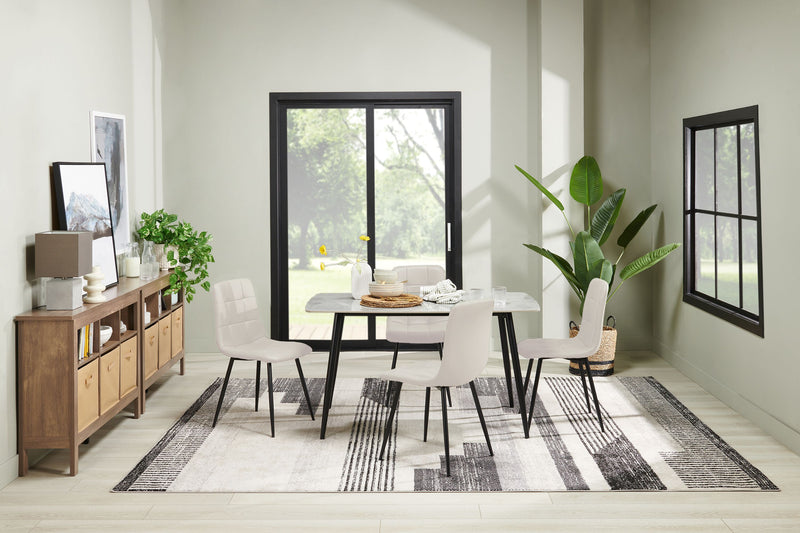 Ensemble de salle à manger Arlo 5 pièces en pierre frittée et métal avec table de 55 po (L) et 4 chaises grises - gris et noir