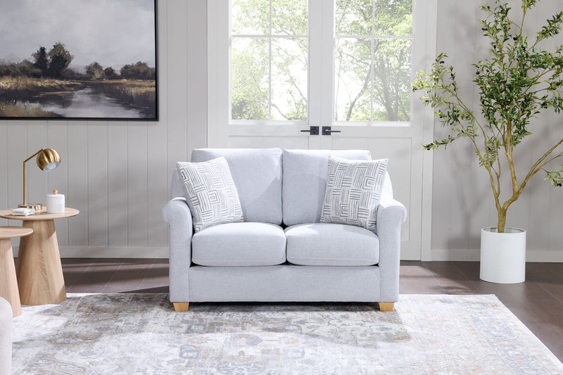 Causeuse contemporaine Finesse de 59 po en tissu de chenille - gris chiné