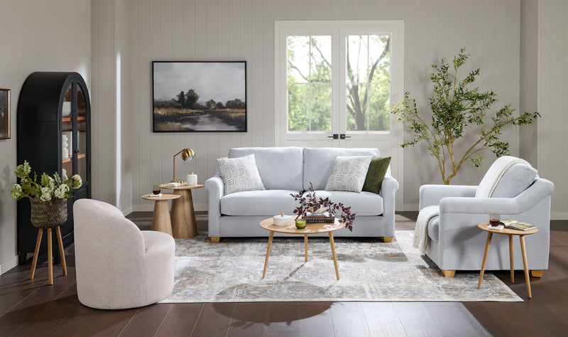 Sofa contemporain Finesse de 81 po en tissu de chenille - gris chiné