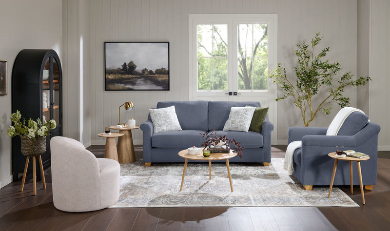 Sofa contemporain Finesse de 81 po en tissu de chenille - mousse de silex