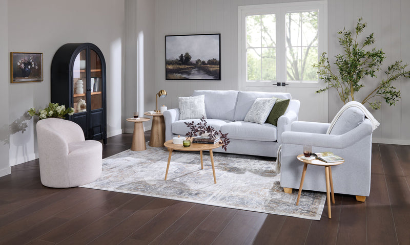 Sofa contemporain Finesse de 81 po en tissu de chenille - gris chiné