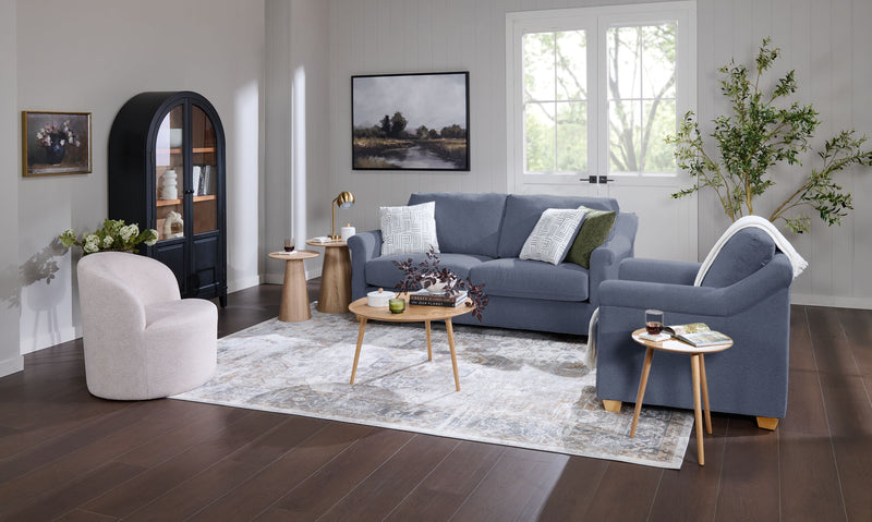 Sofa contemporain Finesse de 81 po en tissu de chenille - mousse de silex