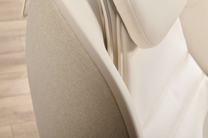 Fauteuil de massage inclinable LG de 29,6 po en tissu d’apparence cuir avec pouf assorti - beige
