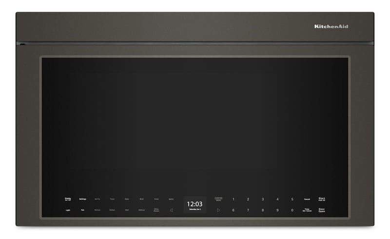 Four à micro-ondes à hotte intégrée intelligent multifonctionnel KitchenAid à installation affleurée - minerai noir - YKMMF530PBE