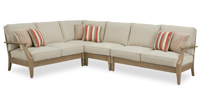 Causeuses Juno pour la terrasse à l’extérieur - ensemble de 2, eucalyptus et tissu Nuvella - naturelles et beige