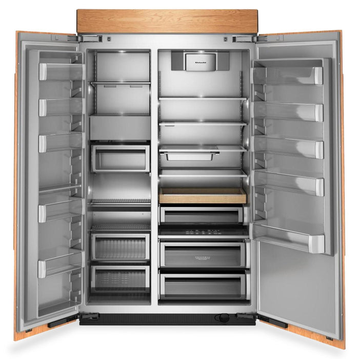Réfrigérateur encastré KitchenAid de 30 pi3 et de 48 po à compartiments juxtaposés - panneau personnalisable - KBSN748TPA