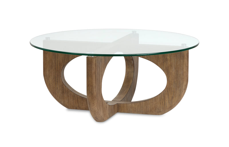 Table à café Kerwin de 40 po avec dessus en verre - amande