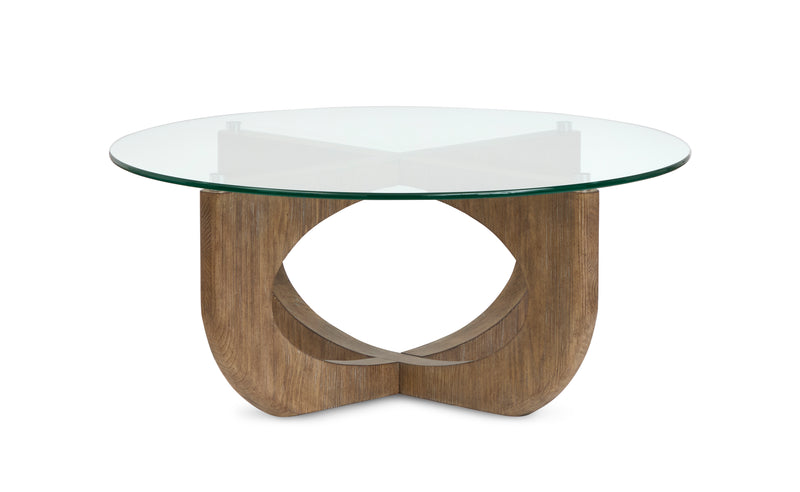 Table à café Kerwin de 40 po avec dessus en verre - amande