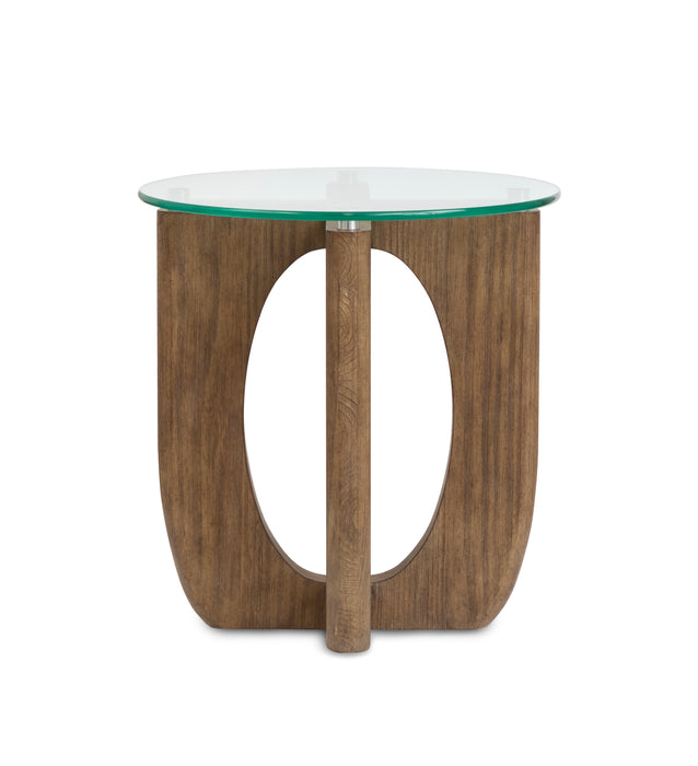 Table de bout Kerwin de 22 po avec dessus en verre - amande
