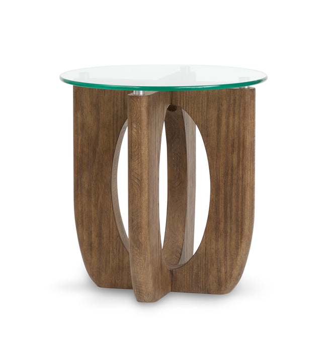 Table de bout Kerwin de 22 po avec dessus en verre - amande