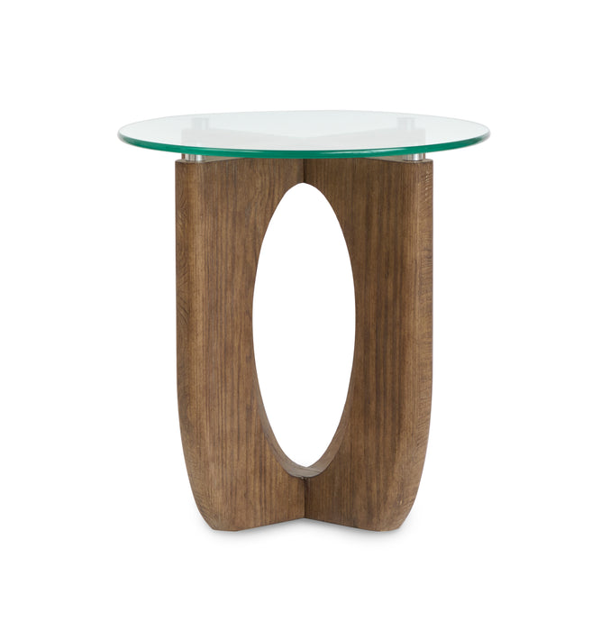 Table de bout Kerwin de 22 po avec dessus en verre - amande