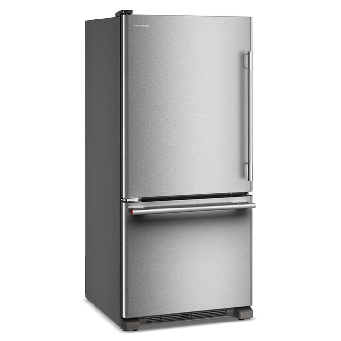 Réfrigérateur KitchenAid de 19 pi³ et de 30 po de profondeur standard à congélateur inférieur - KRBL130SPS