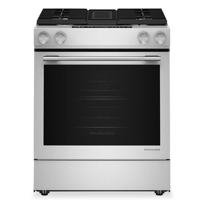KitchenAid 30” 6.4 Cu. Ft. Slide-In Dual Fuel Range – PrintShield™ Stainless Steel - KSDV730TPS | Cuisinière hybride encastrée KitchenAid de 6,4 pi3 et de 30 po - acier inoxydable PrintShieldMC - KSDV730TPS