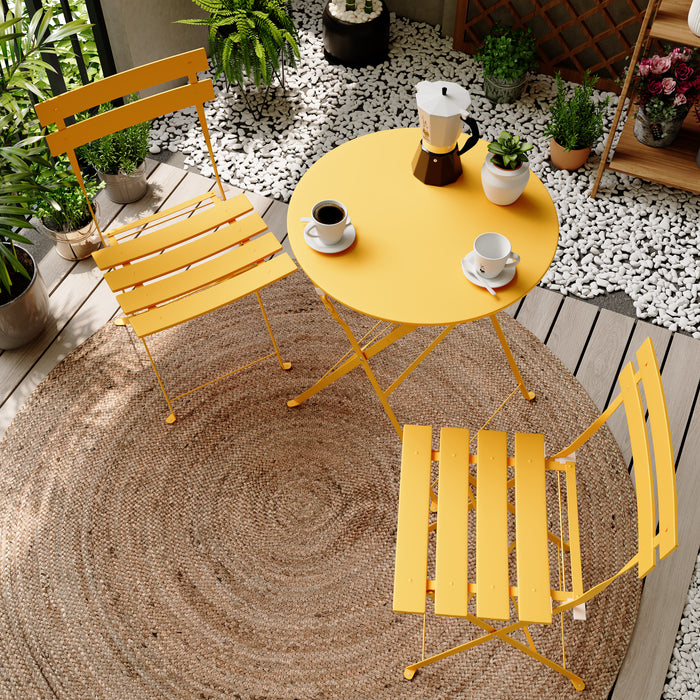 Ensemble bistro pliant 3 pieces Lausaint jaune
