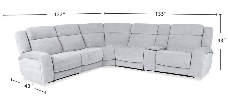 Sofa sectionnel à inclinaison électrique Legacy de 6 pièces avec confort Shaq-o-pedi et sonore 3D immersif - gris 