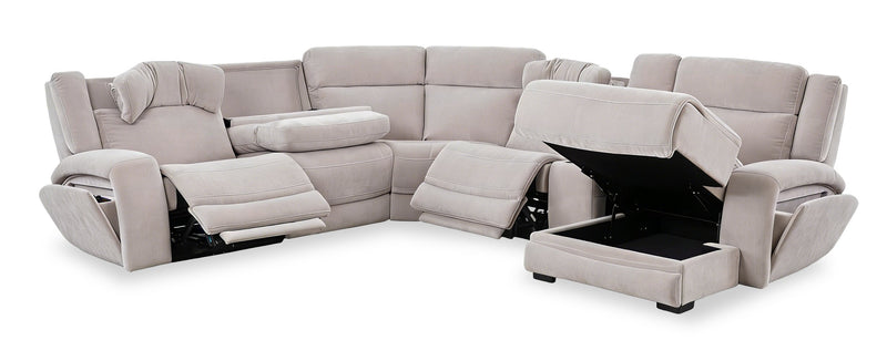 Sofa sectionnel de droite à inclinaison électrique Legacy de Shaquille O’Neal Home 6 pièces avec confort Shaq-o-pedic - gris 