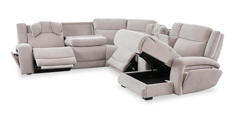Sofa sectionnel de droite à inclinaison électrique Legacy de Shaquille O’Neal Home 6 pièces avec confort Shaq-o-pedic - gris 