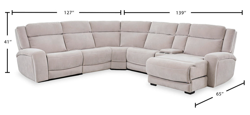 Sofa sectionnel de droite à inclinaison électrique Legacy de Shaquille O’Neal Home 6 pièces avec confort Shaq-o-pedic - gris 