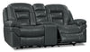 Leo 78" Leather-Look Fabric Power Reclining Loveseat with Storage Console - Grey | Causeuse à inclinaison électrique Leo de 78 po en tissu d’apparence cuir avec console de rangement - grise